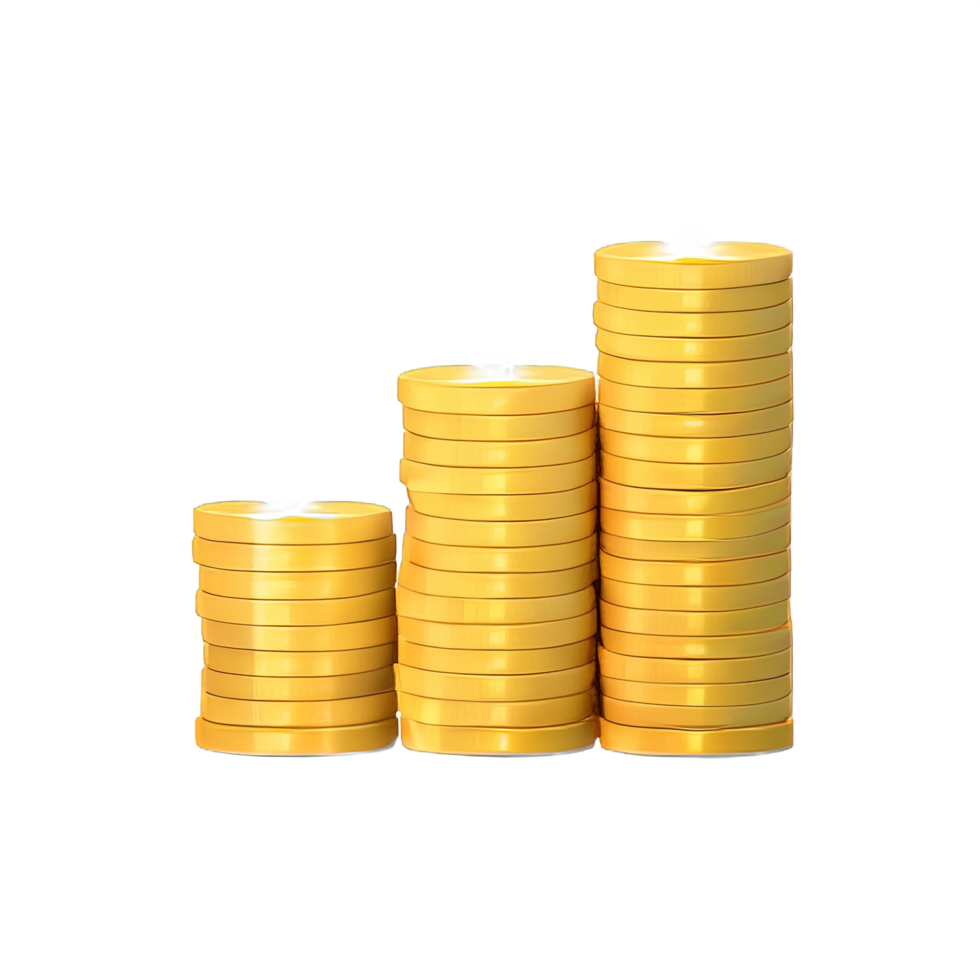 3D Stack of golden coins png