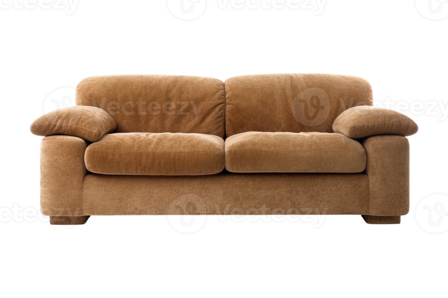 Sofa deco style in brown isolated on transparent background. Front view. Series of furniture. ai generated png