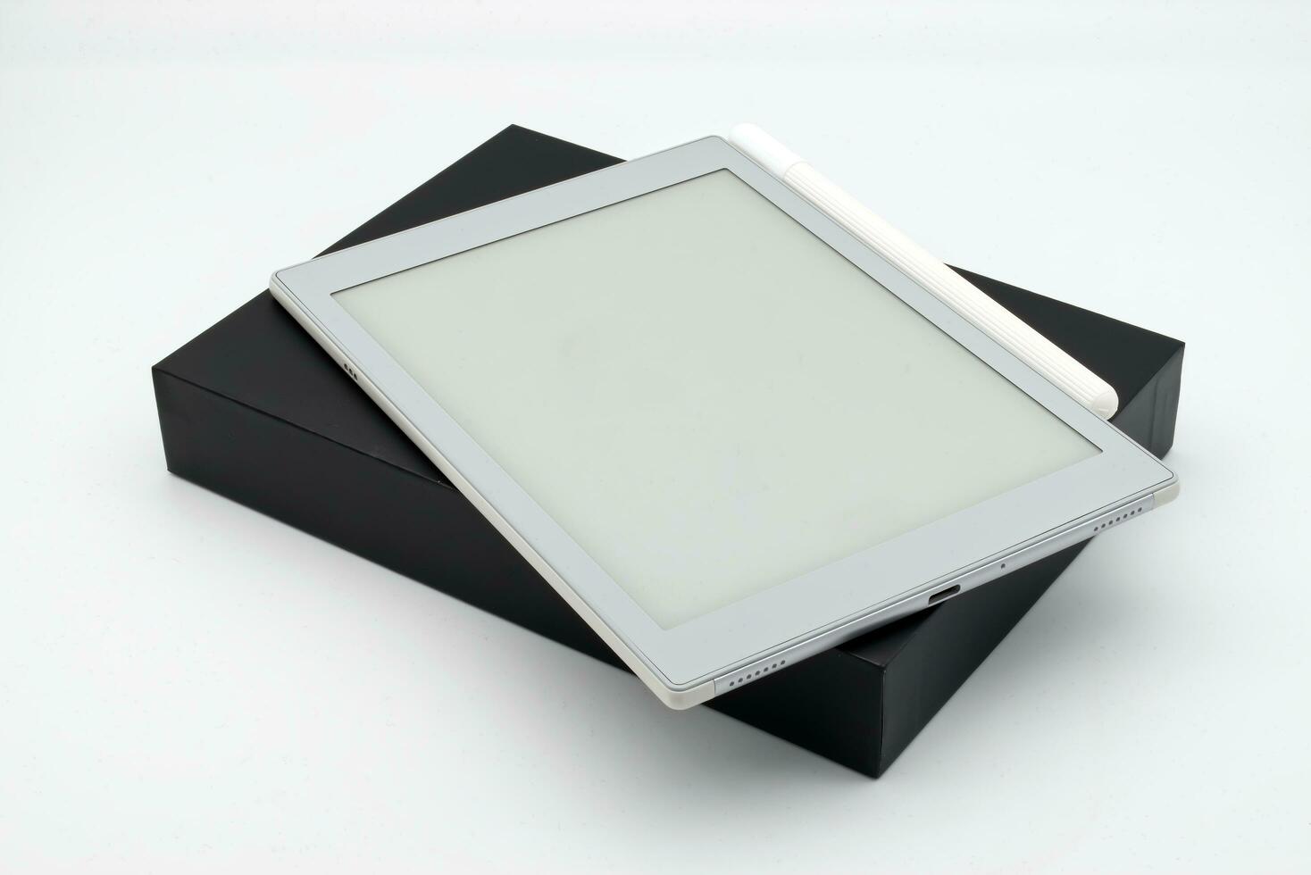 Ebook Tablet Reader isolated on white background. photo