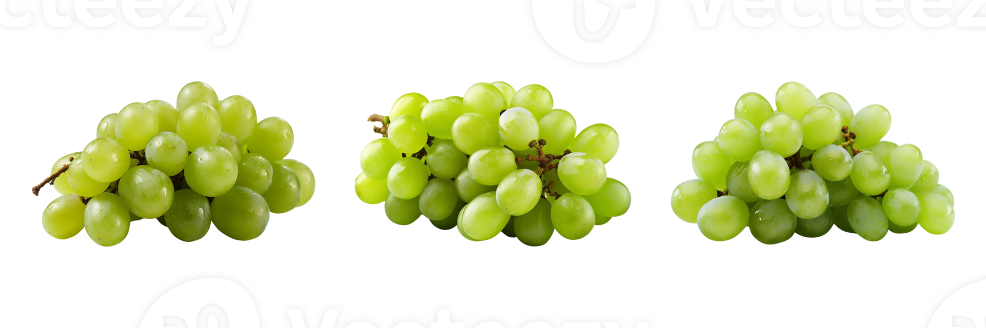 Fresh green grape bunch isolated on transparent background. ai generated png
