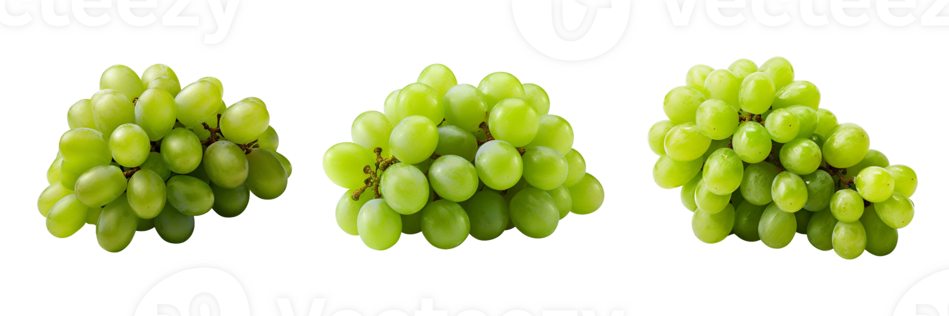 Fresh green grape bunch isolated on transparent background. ai generated png