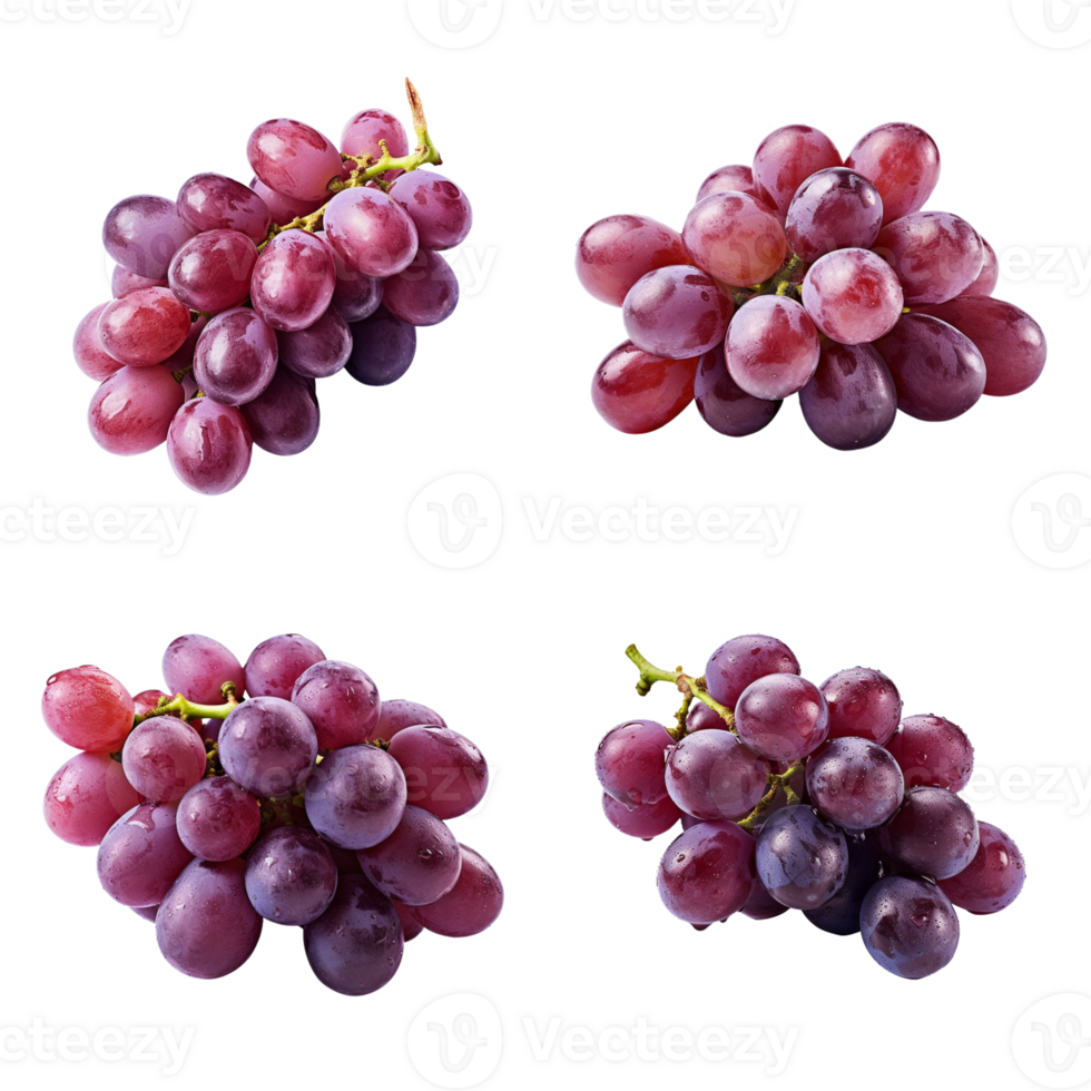 Bunch of ripe red grapes isolated on transparent background. ai generated png