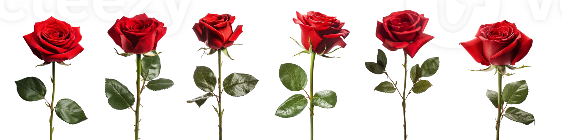 red rose with leaf isolated on transparent background. ai generated png
