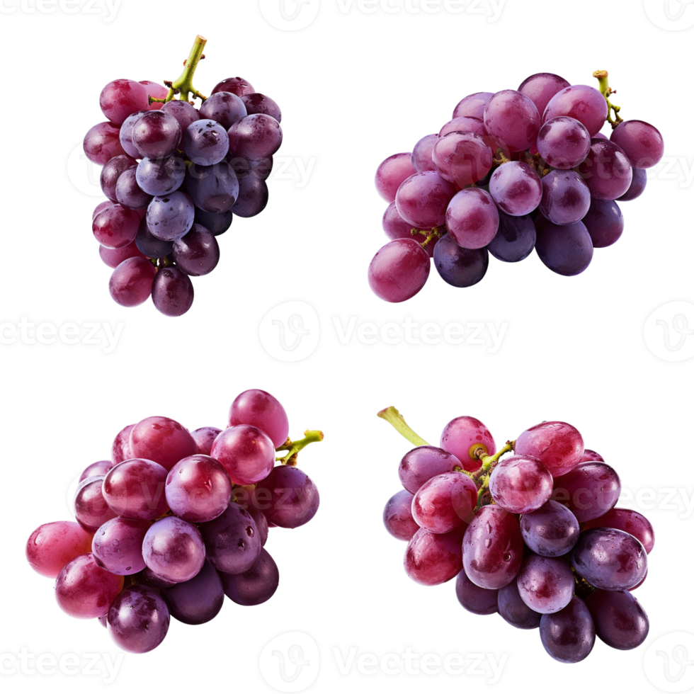 Bunch of ripe red grapes isolated on transparent background. ai generated png