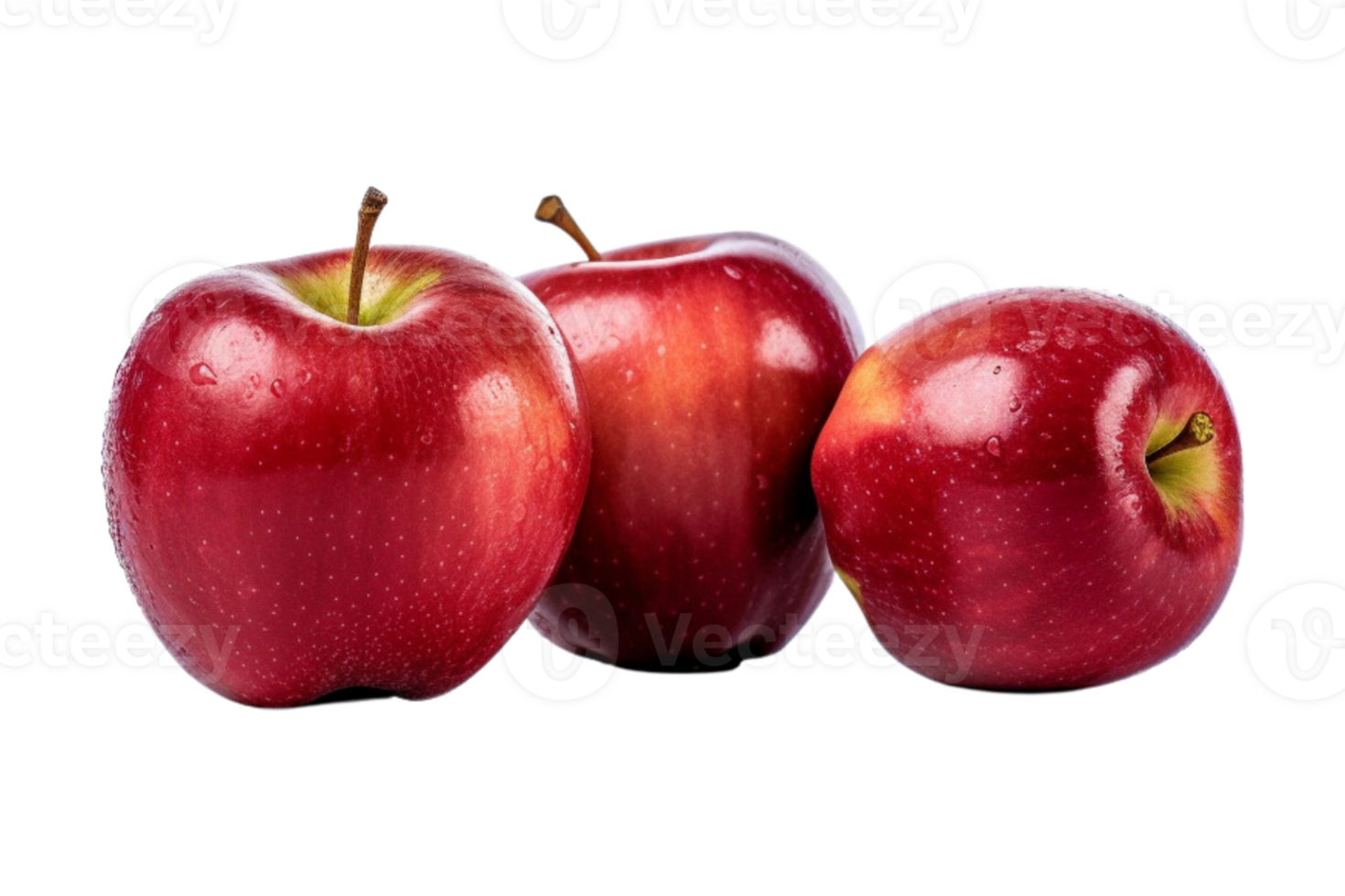 A group of red apples isolated on transparent background. ai generated png
