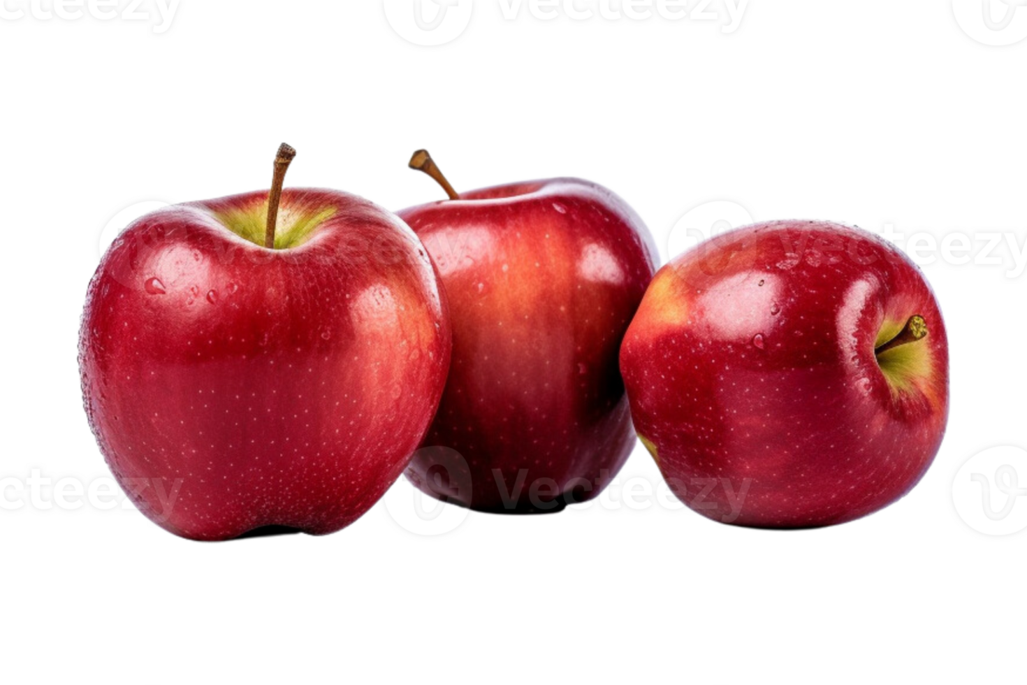 une groupe de rouge pommes isolé sur transparent Contexte. ai généré png