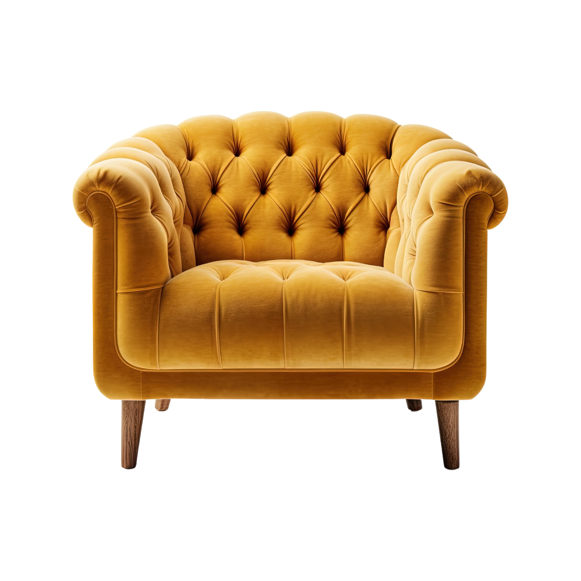 Armchair art deco style in yellow isolated on transparent background