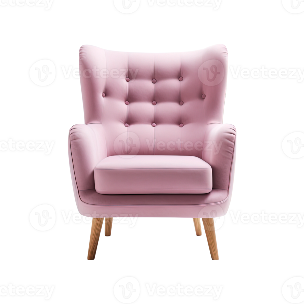 fauteuil kunst deco stijl in roze geïsoleerd Aan transparant achtergrond. voorkant visie. serie van meubilair. ai gegenereerd png