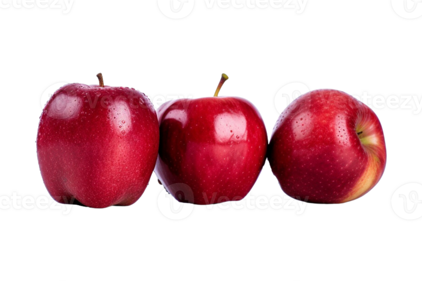 A group of red apples isolated on transparent background. ai generated png