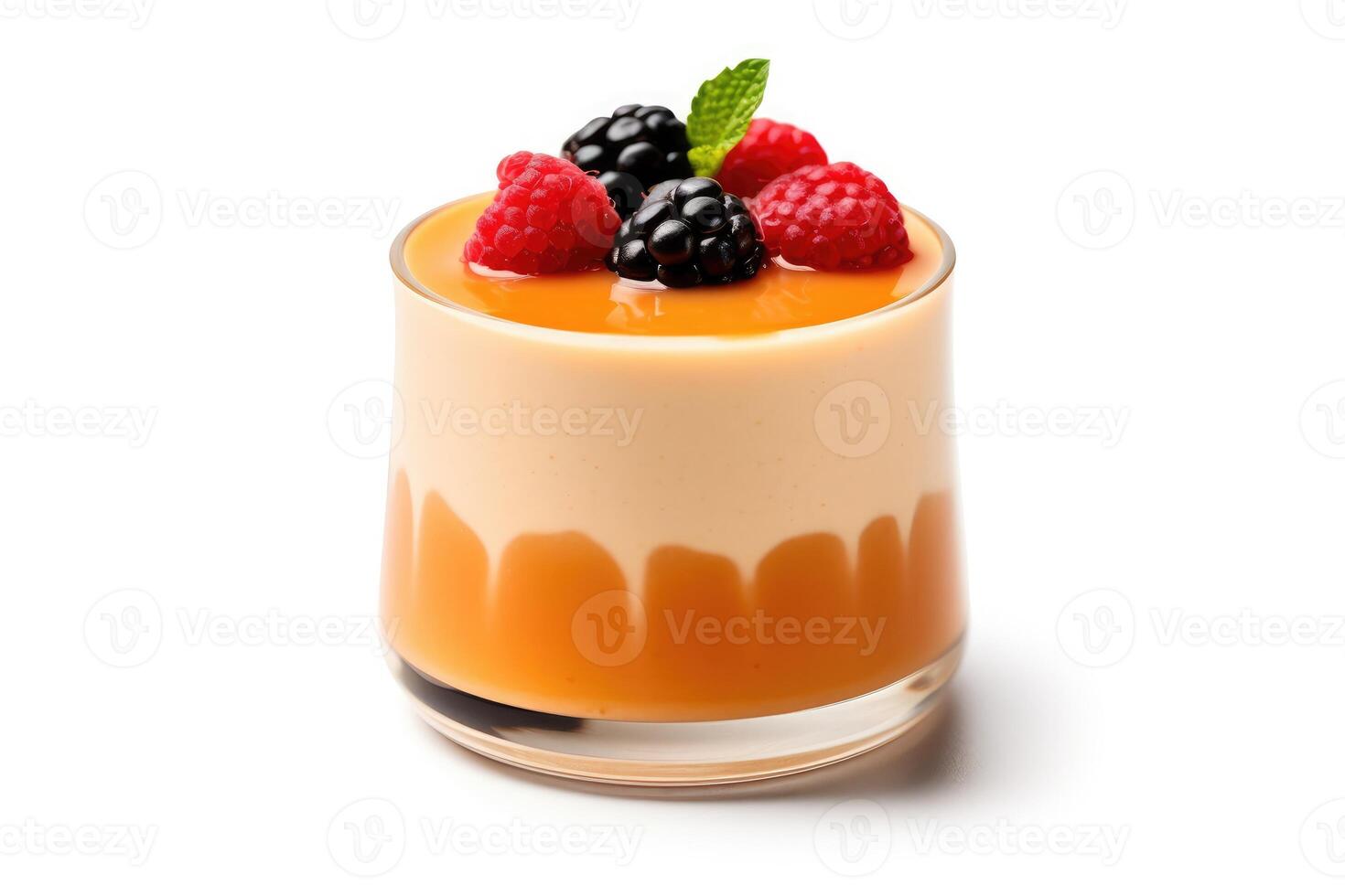 puding fruit cocktail white isolated background Food Photography AI Generated photo