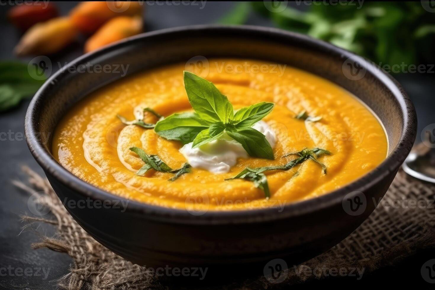 carrot soup cream Food Photography AI Generated photo