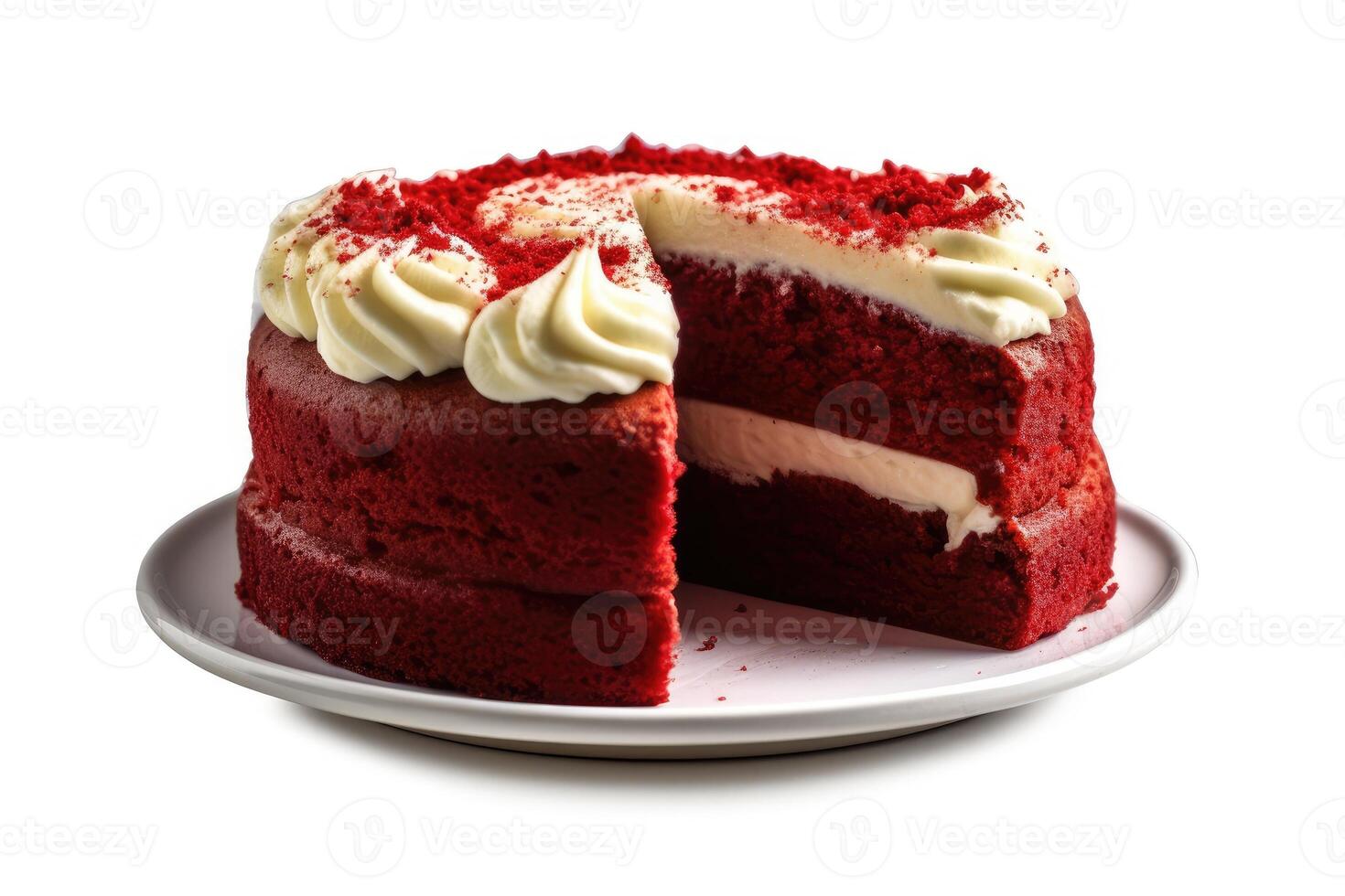 stock photo of red velvet cake food photography isolated white background AI Generated