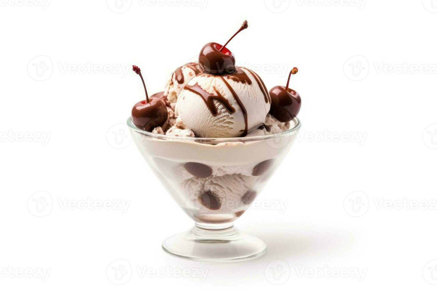 chocolate sundae white isolated background Food Photography AI Generated photo