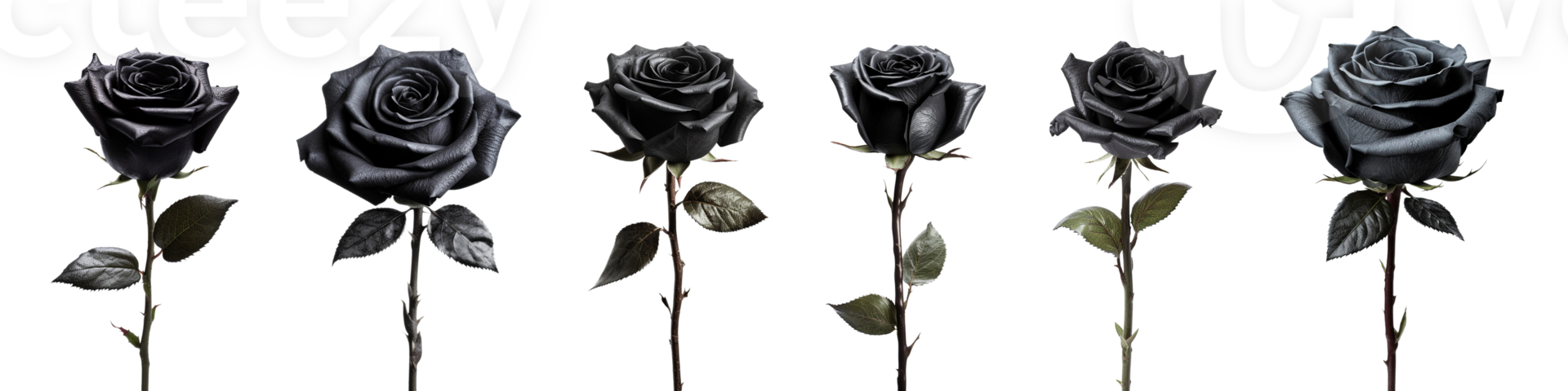 black rose with leaf isolated on transparent background. ai generated png