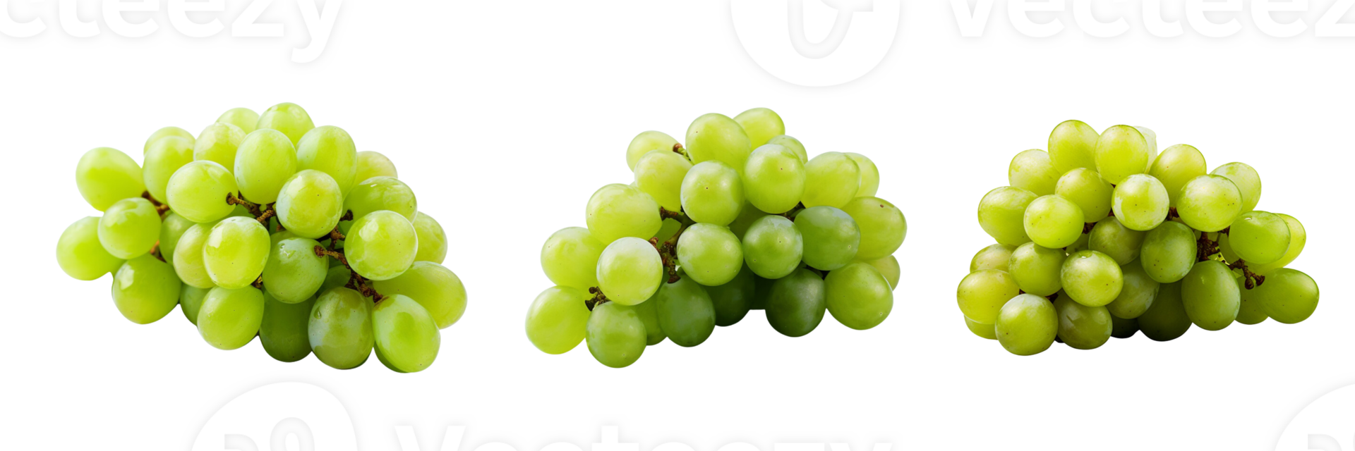 Fresh green grape bunch isolated on transparent background. ai generated png