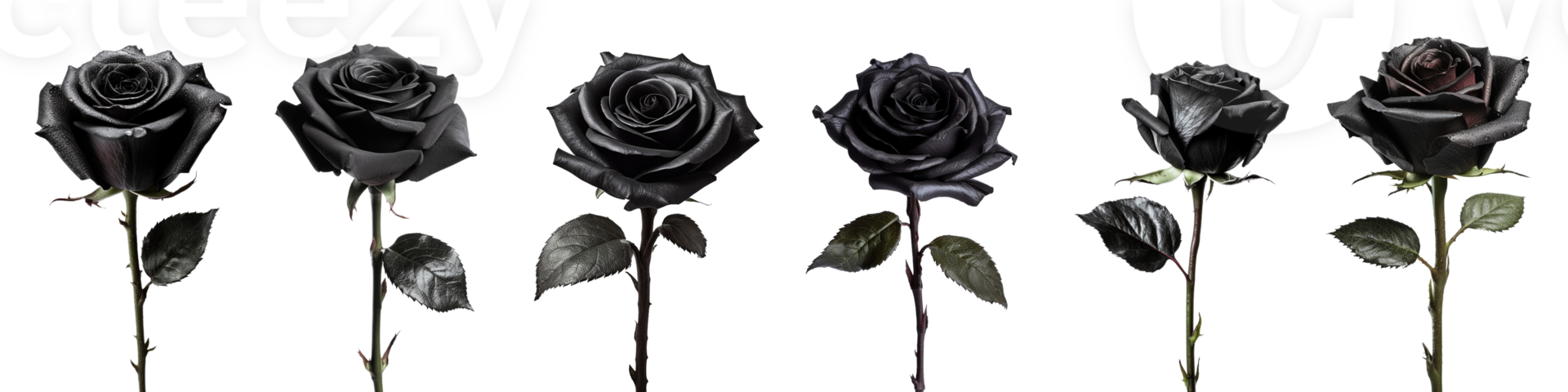 black rose with leaf isolated on transparent background. ai generated png