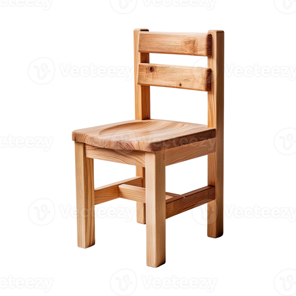 Wooden comfortable chair isolated on transparent background. png