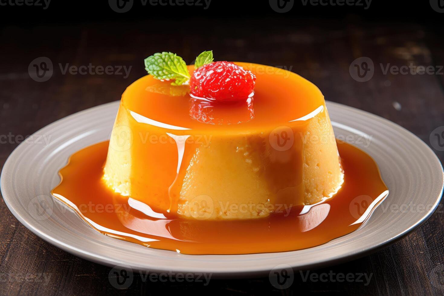 stock photo of french crme caramel food photography