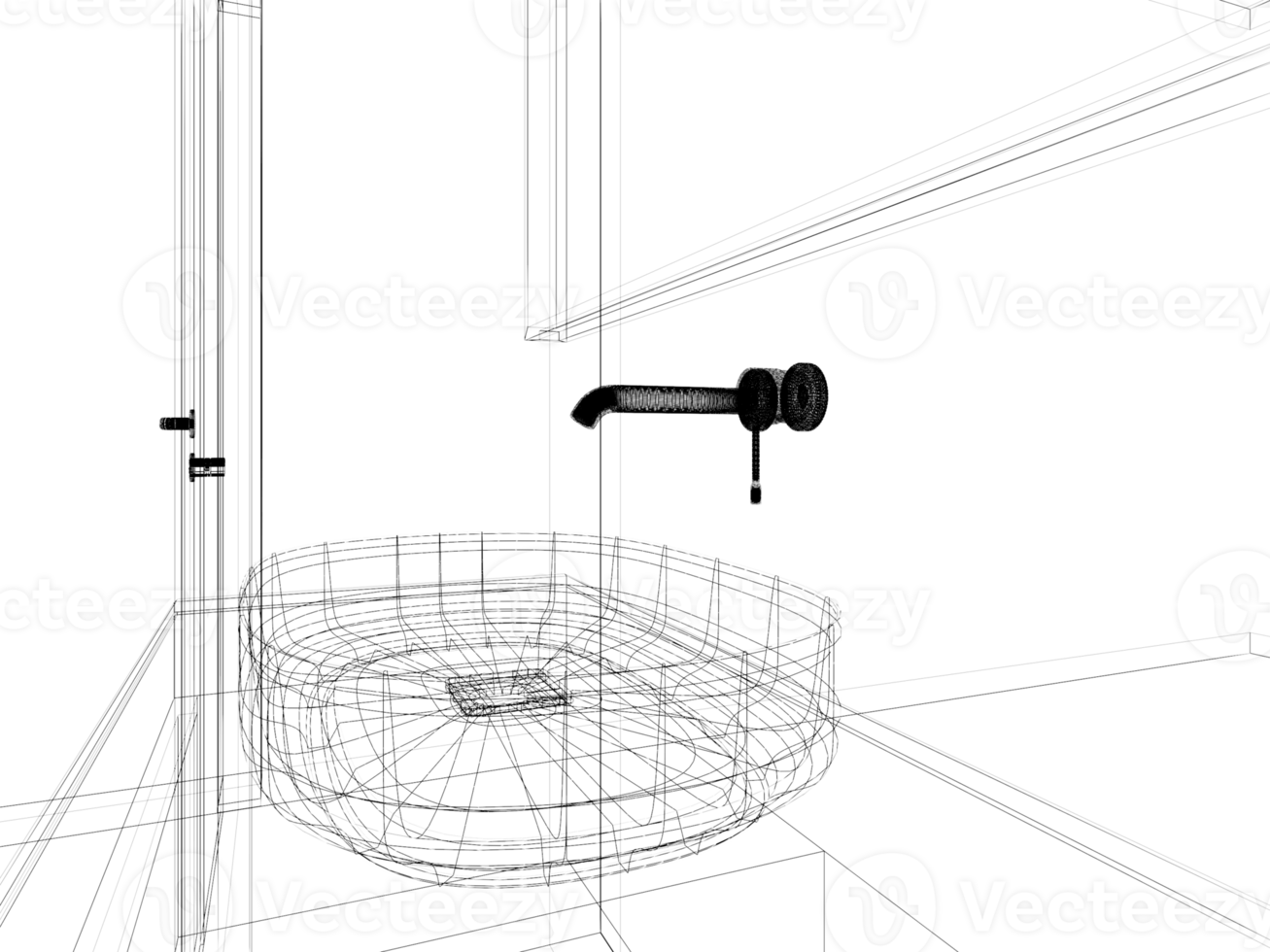 abstrakt skizzieren Design von Zähler oben im das Badezimmer , 3d Rendern png