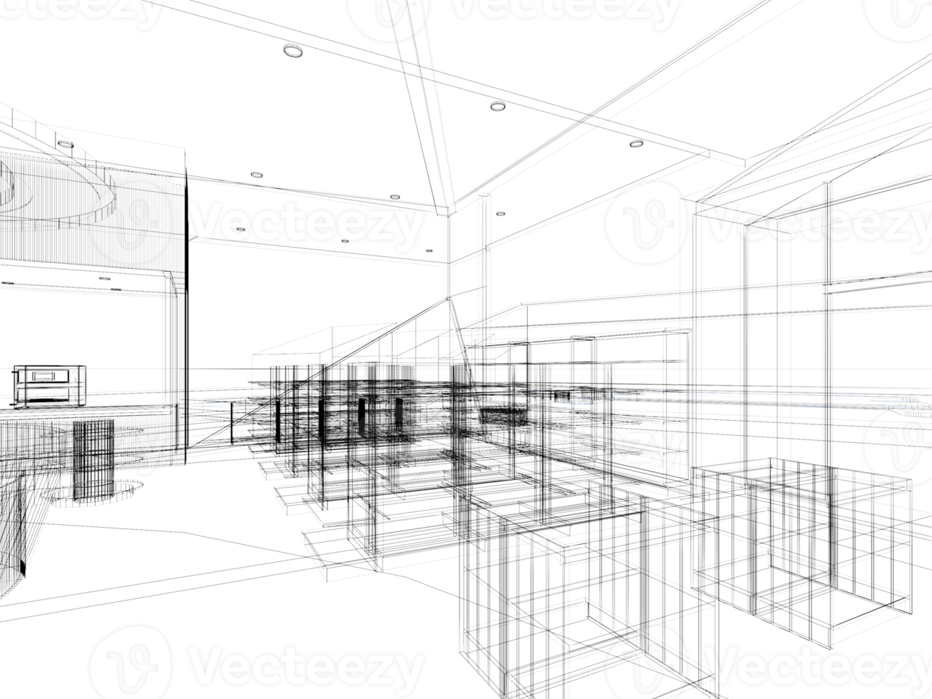 abstrakt skiss design av mataffär ,3d tolkning png