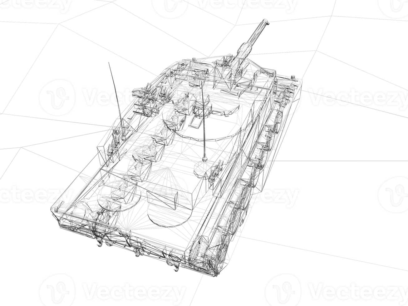 slåss tank på sand ,3d tolkning trådmodell png