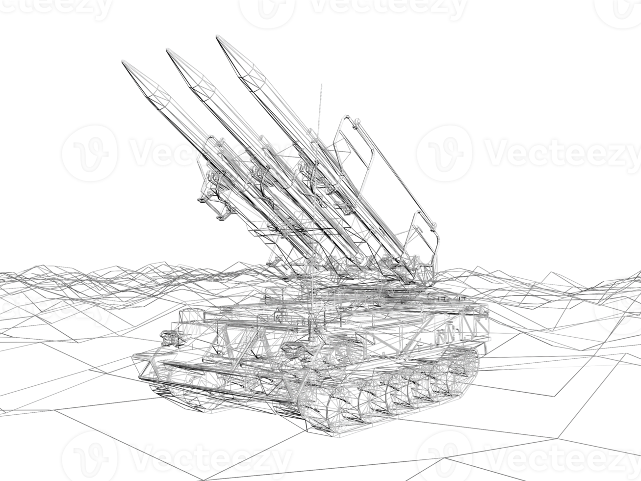 strijd tank Aan zand ,3d renderen wireframe png