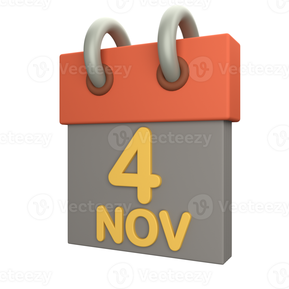 3D labor day calendar 4 November icon png