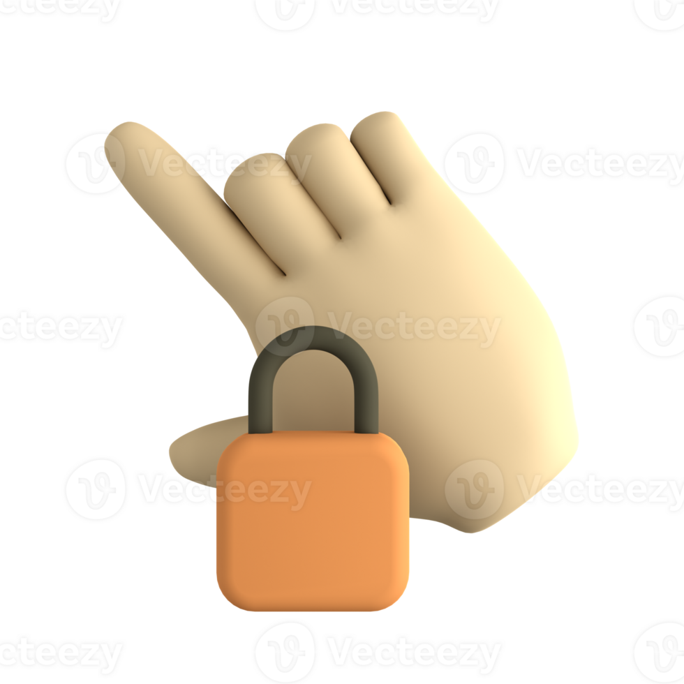 Lock Hand 3D icon png
