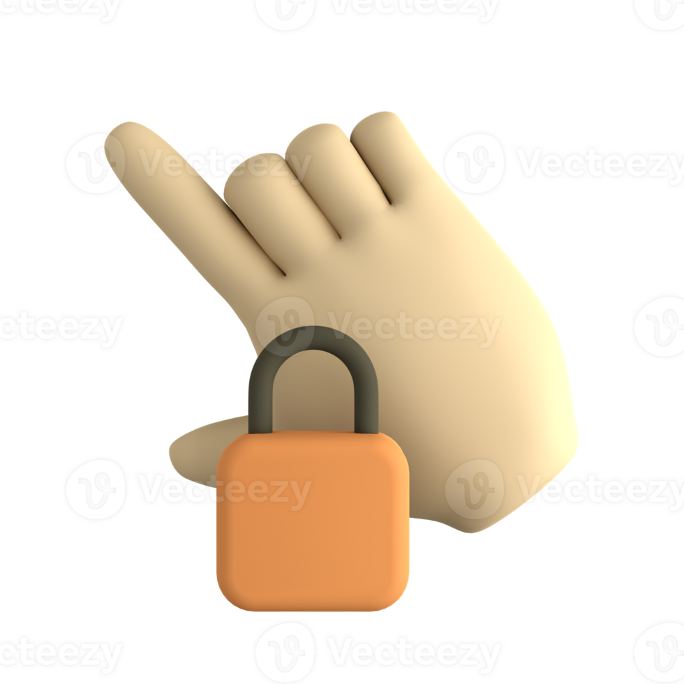 låsa hand 3d ikon png