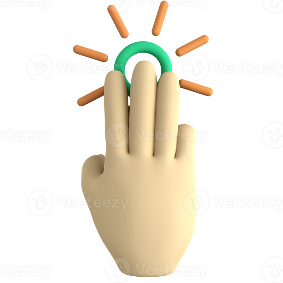 hand gesture 3 finger 3D icon png
