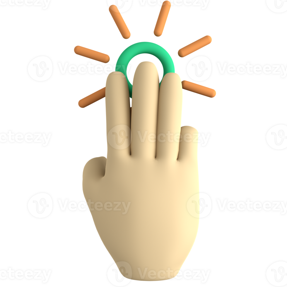 hand- gebaar 3 vinger 3d icoon png