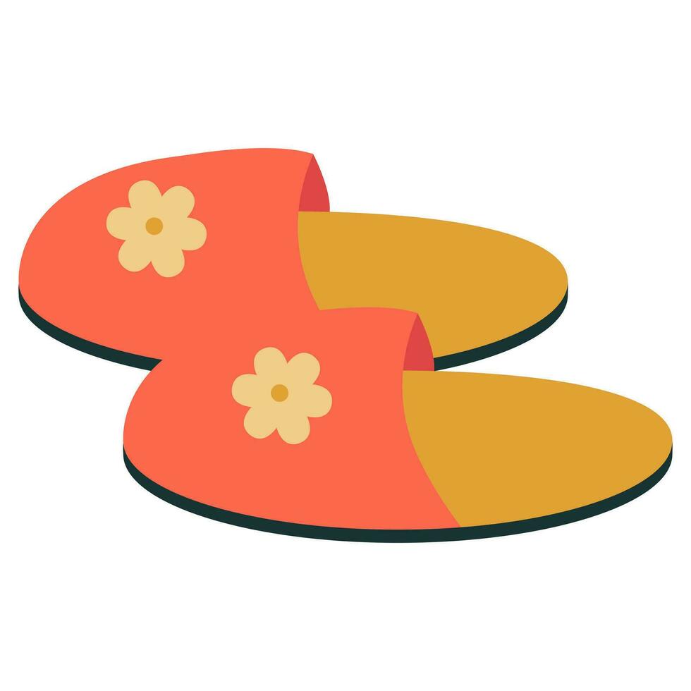 Home slippers. Home shoes. Vector illustration.