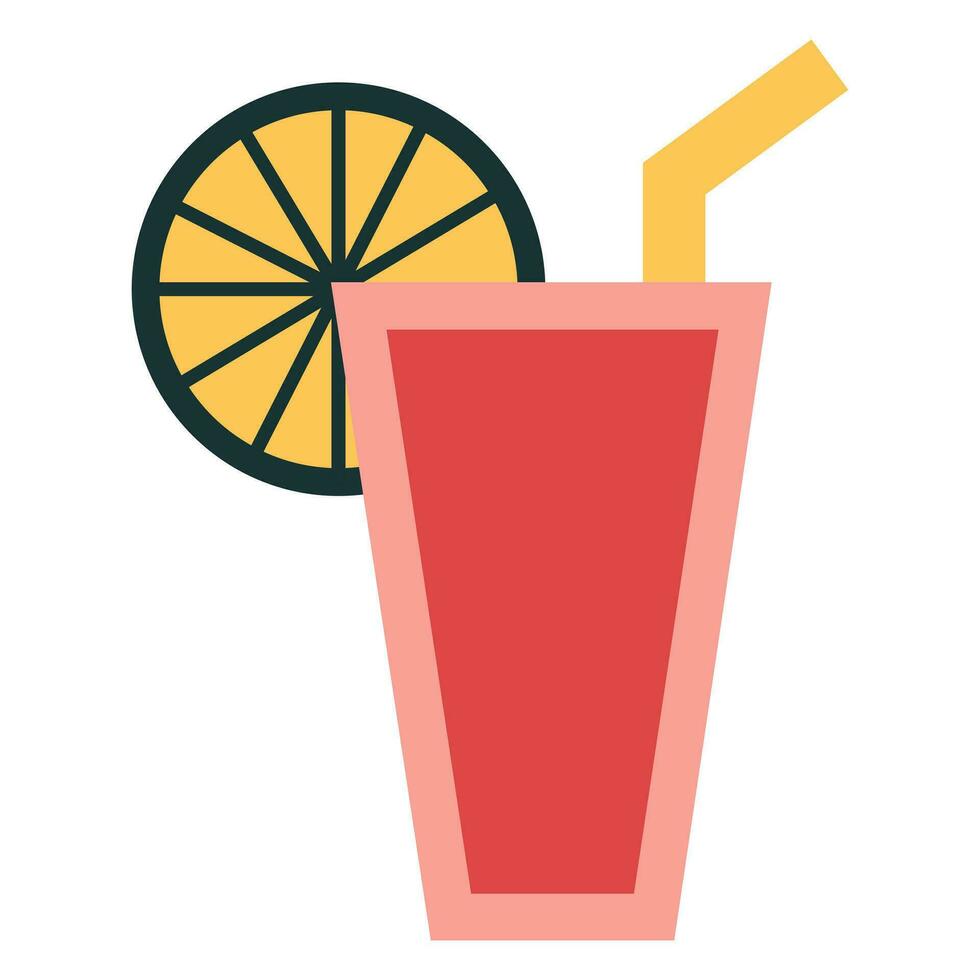 Cocktail with a straw. Vector illustration.