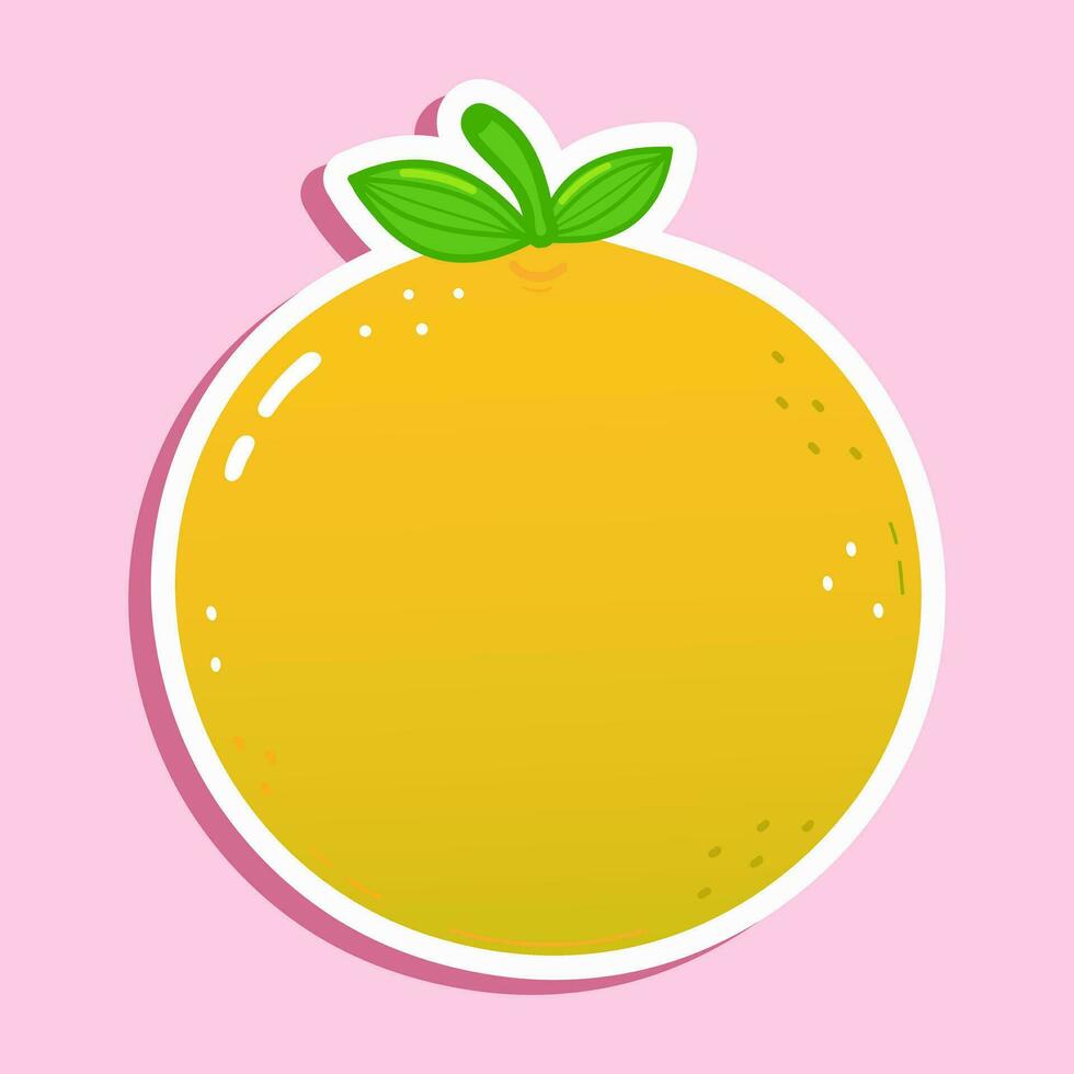 Sticker Grapefruit character. Vector hand drawn cartoon kawaii character illustration icon. Isolated on pink background. Grapefruit character concept