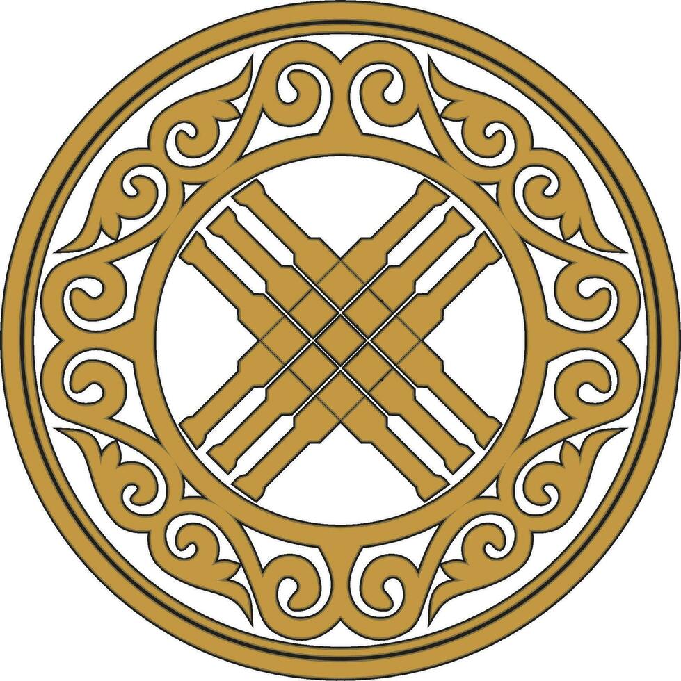 Vector Kazakh folk pattern shanyrak. the upper hole for a dvma on the roof of a Kazakh, Mongolian or Kalmyk yurt. House of nomads