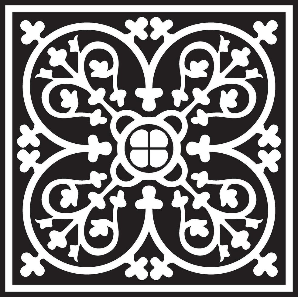 Vector monochrome square European ornament. Classic pattern of Ancient Greece, Roman Empire. Suitable for sandblasting, plotter and laser cutting
