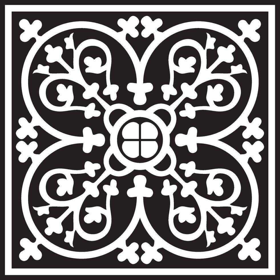 Vector monochrome square European ornament. Classic pattern of Ancient Greece, Roman Empire. Suitable for sandblasting, plotter and laser cutting