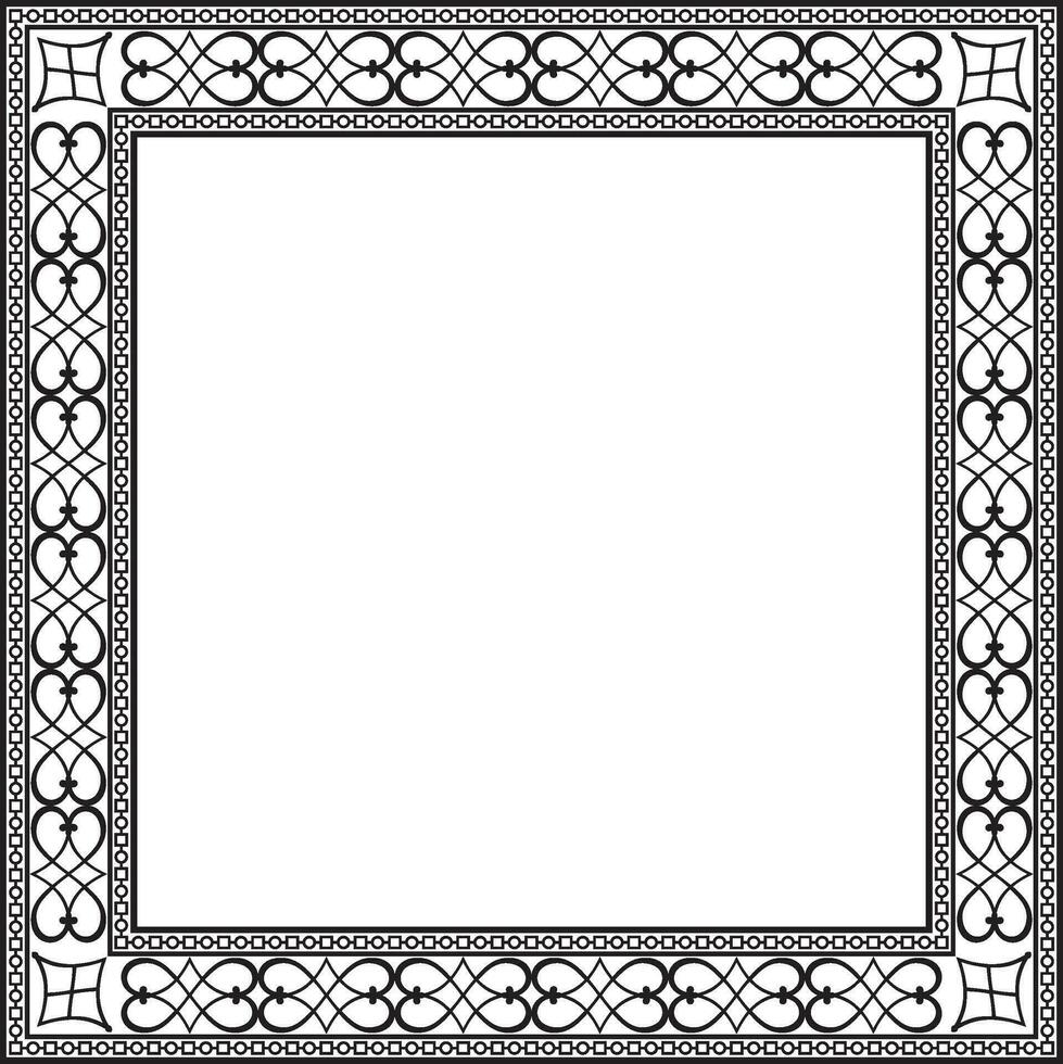 Vector monochrome black square classic renaissance ornament. Endless european border, revival style frame