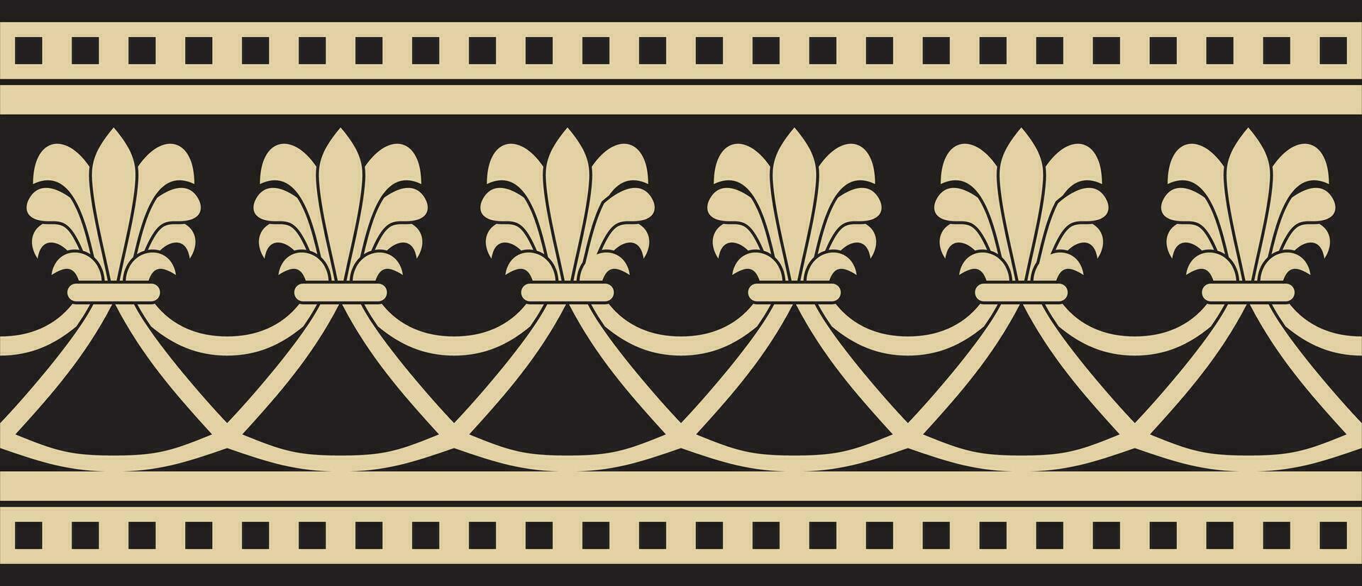 Vector endless gold and black national persian ornament. Seamless frame, border ethnic pattern of Iranian civilization