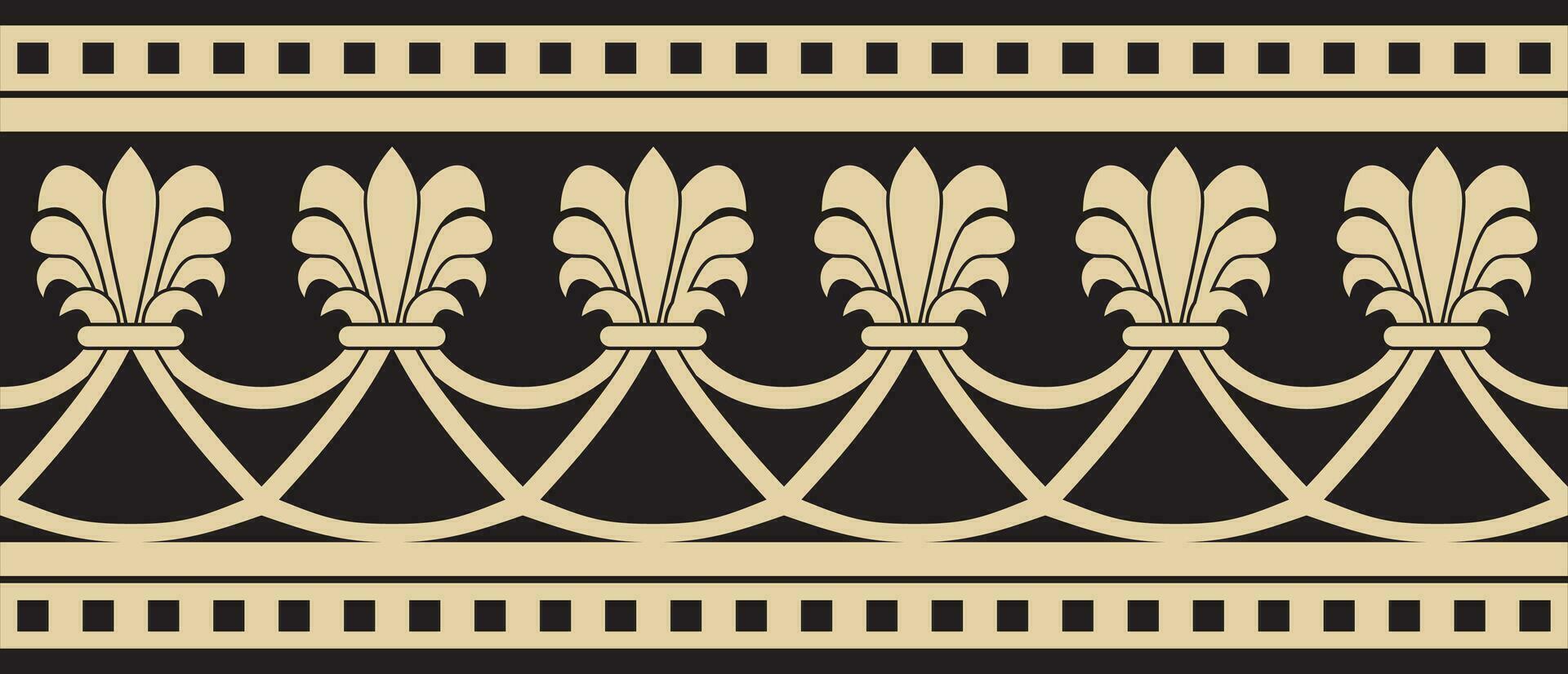 Vector endless gold and black national persian ornament. Seamless frame, border ethnic pattern of Iranian civilization