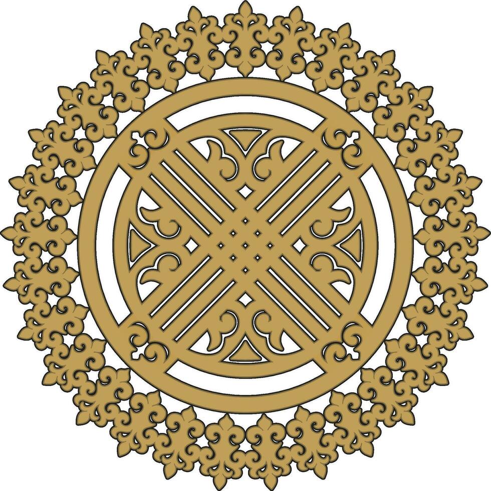 Vector Kazakh folk pattern shanyrak. the upper hole for a dvma on the roof of a Kazakh, Mongolian or Kalmyk yurt. House of nomads