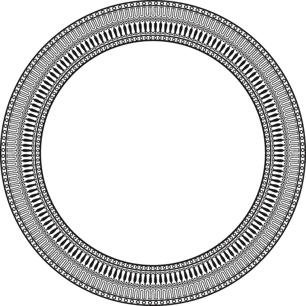 Vector black monochrome round classic greek meander ornament. Pattern, circle of Ancient Greece. Border, frame, ring of the Roman Empire