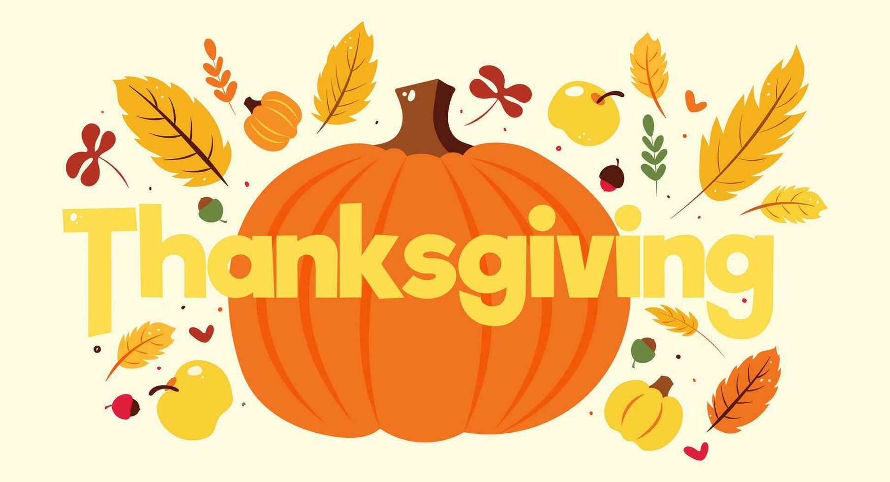 banner for the fall festival of thanksgiving day. Poster with fall vegetables and plants for holiday in orange and yellow shades for advertising or web vector