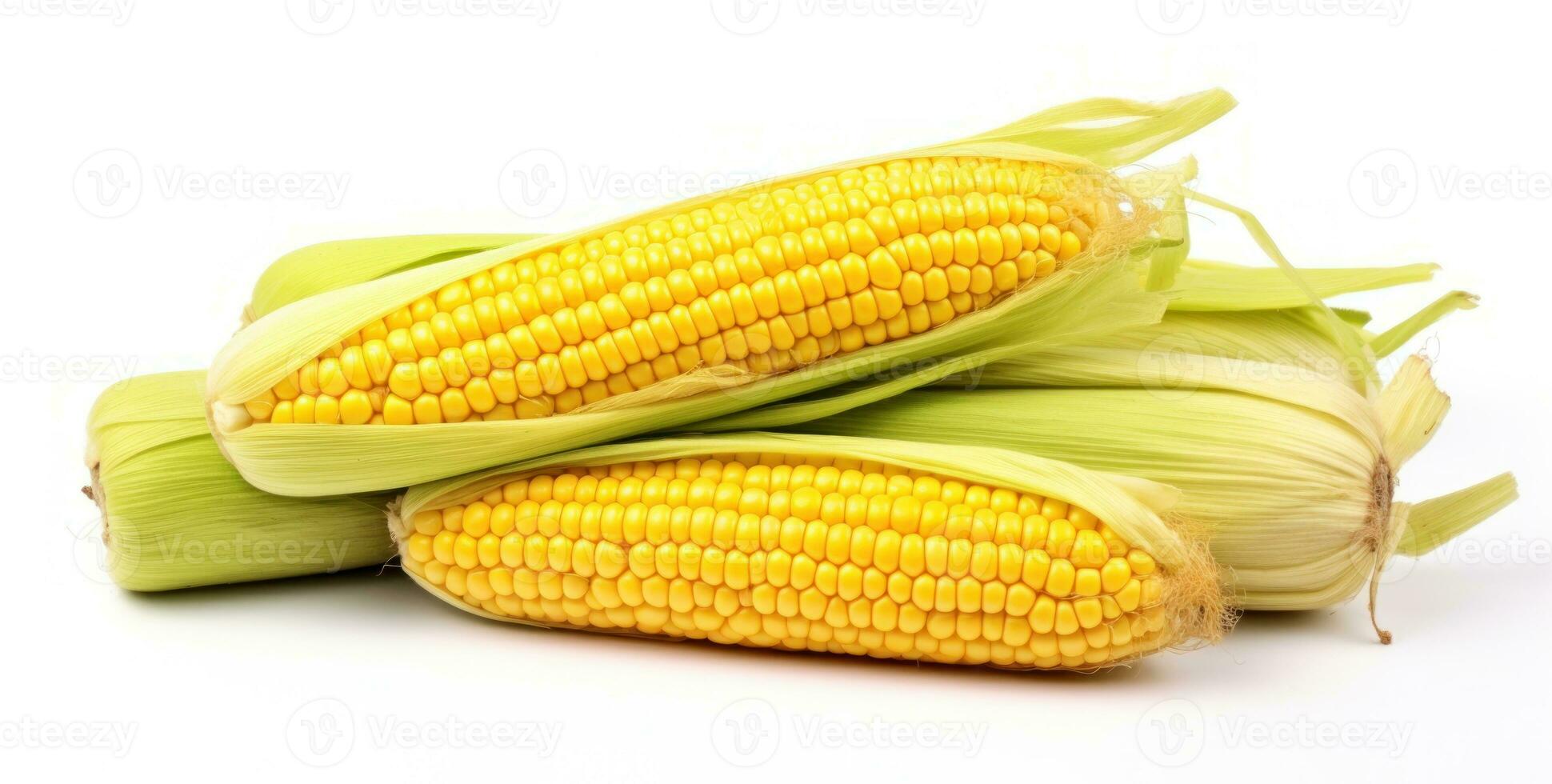 Corn with leaves and earns isolated photo