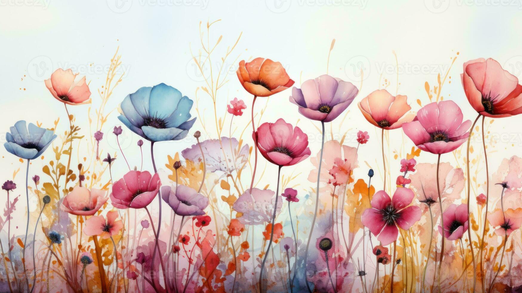 Watercolor floral border photo