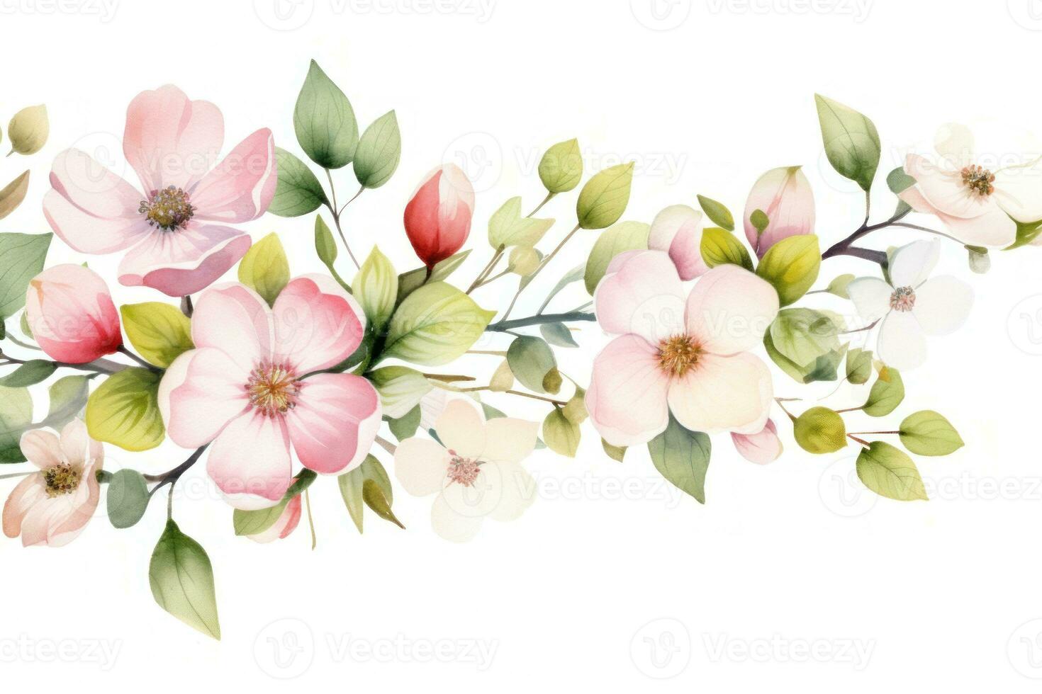 Watercolor floral border photo