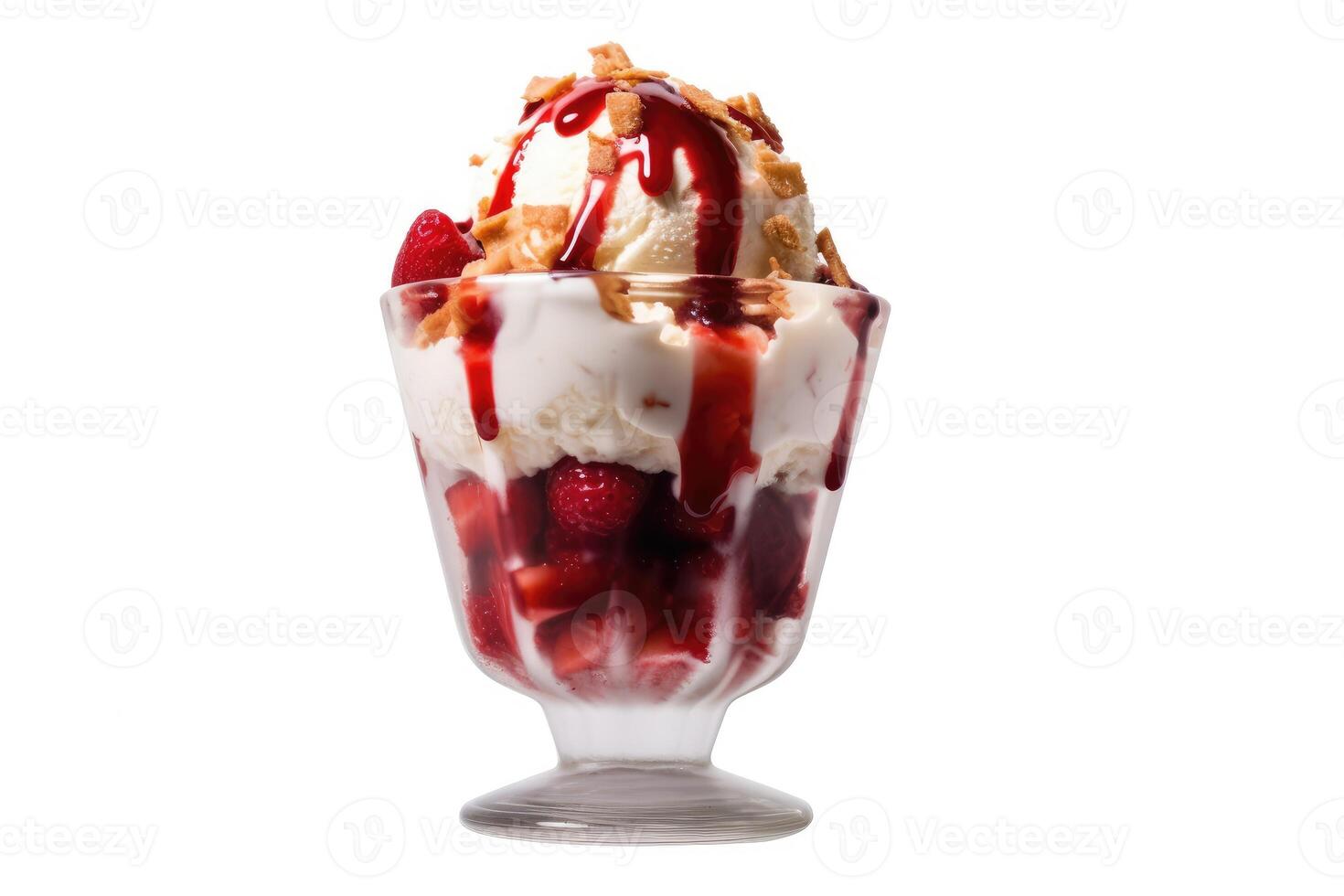 rojo ligero helado con frutas y nueces blanco aislado antecedentes comida fotografía ai generado foto