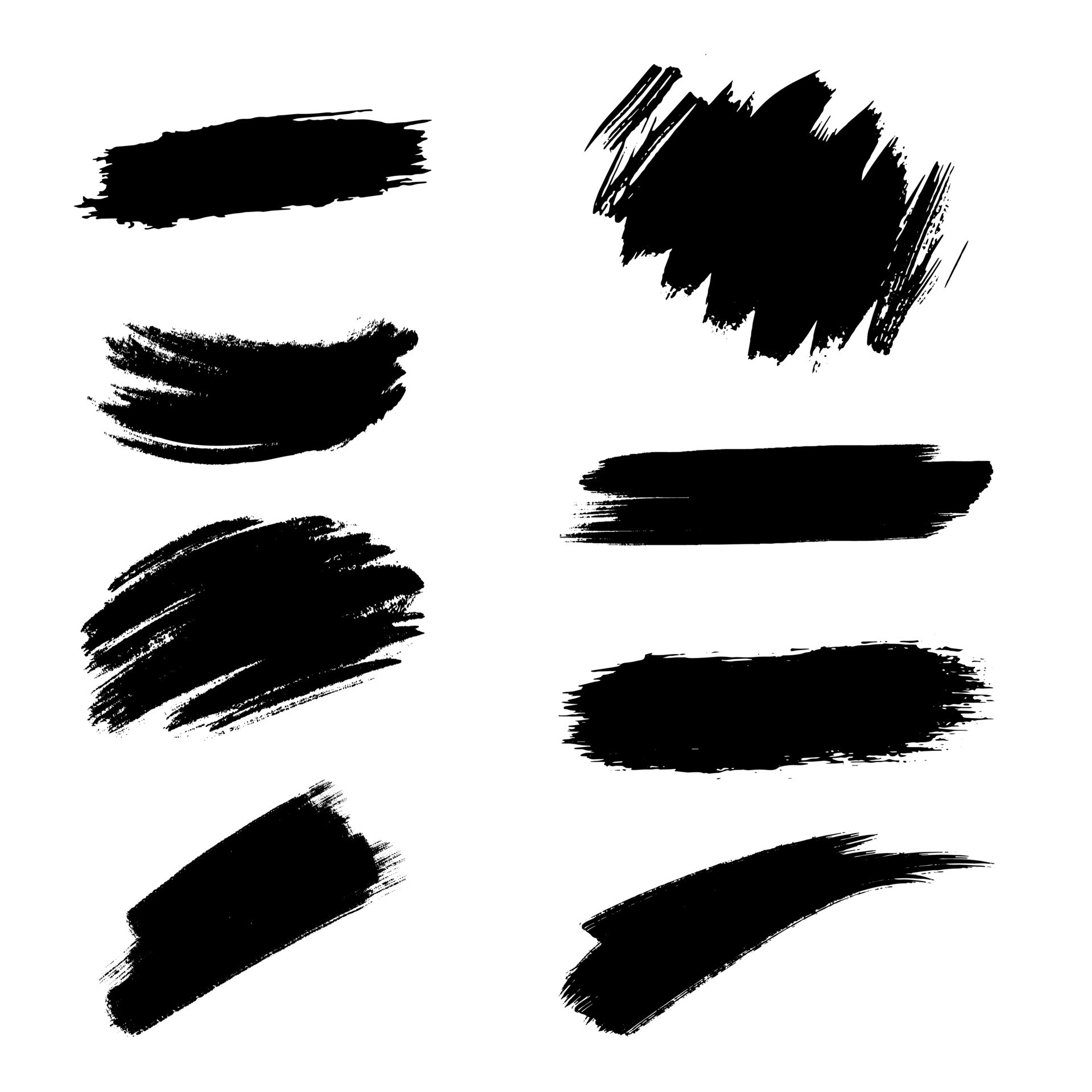 Vector painted brush stripes, rectangle text box set brush effects ...