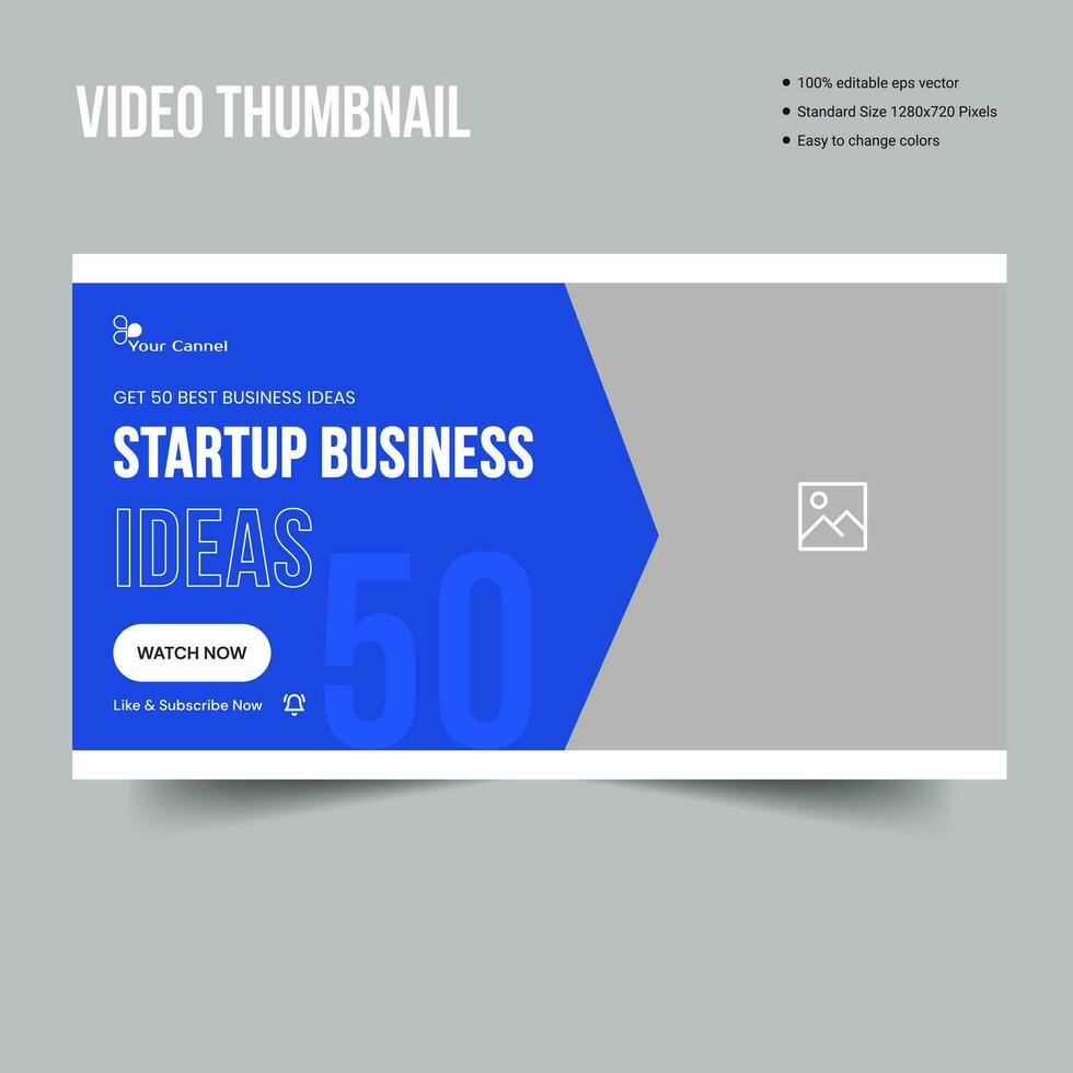 Creative business idea video thumbnail banner template design vector