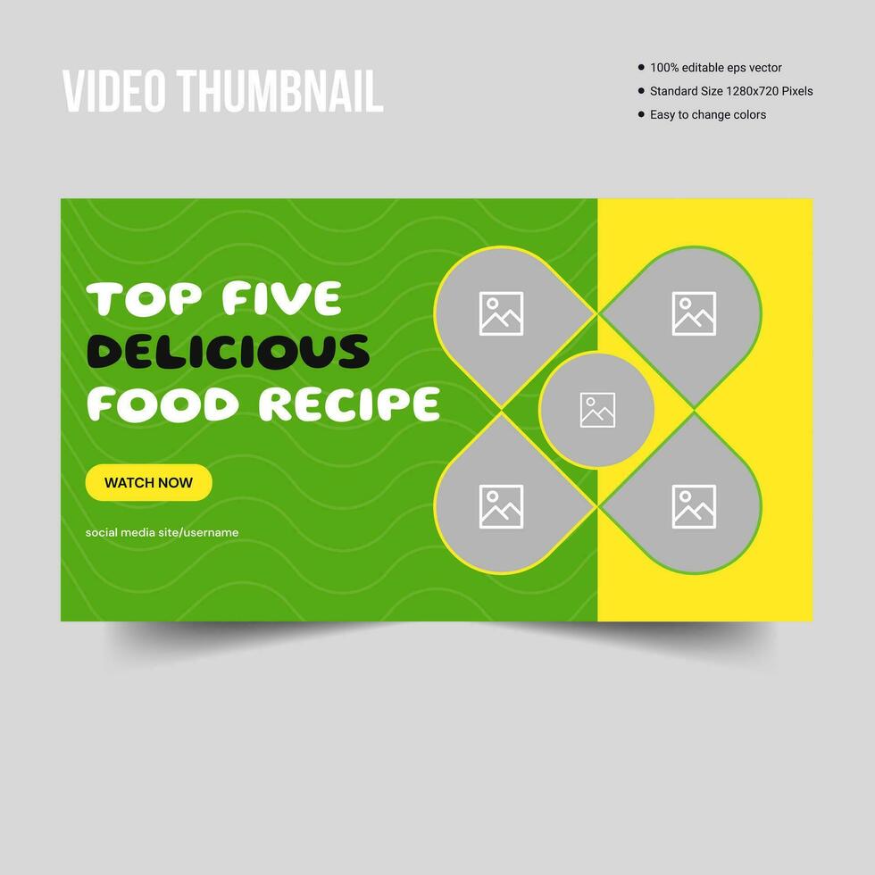 Food vlog and recipe tips video thumbnail banner vector